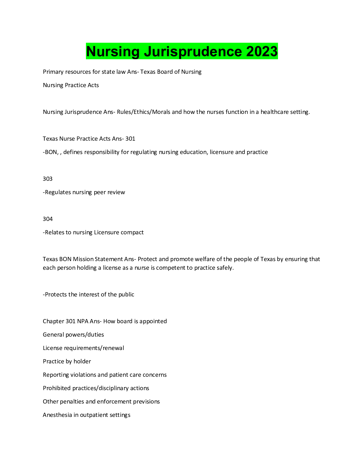 Preview image for Nursing Jurisprudence 2023